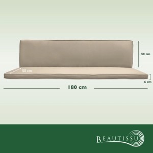 Beautissu Hollywoodschaukelauflage Natur, 180x50x6cm. Set aus Sitz- und Rückenpolster für 3-Sitzer Gartenschaukel.