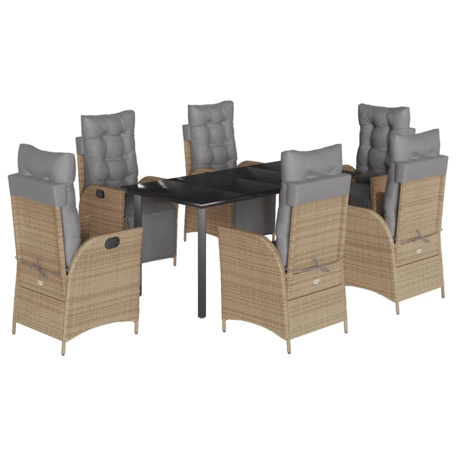 vidaXL 7-Tlg Garten-Essgruppe mit Kissen Beigemischung Poly Rattan 3213459 günstig online kaufen