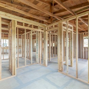 Holzrahmenbau mit Fichte/Kiefer Latten 18x36x2500 mm für Innenwände und Decken.