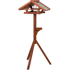 Trixie Vogelfutterhaus Natura mit Ständer, aus Kiefernholz, mit Futtertisch und Silo.