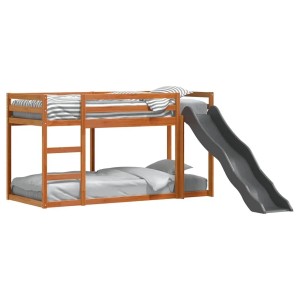 vidaXL Etagenbett mit Rutsche & Leiter Wachsbraun 75x190cm Kiefernholz 3284250