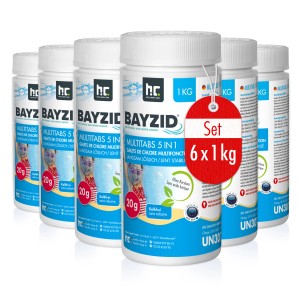 Bayzid Multitabs 20g 5in1 für Pools, 6 x 1kg Set zur Poolpflege.