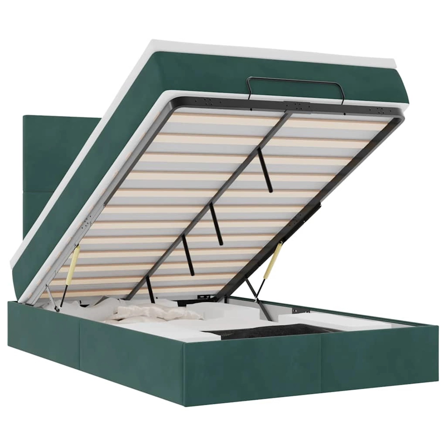 vidaXL Ottoman-Bett mit Matratzen Dunkelgrün 120x200 cm Samt 3313394
