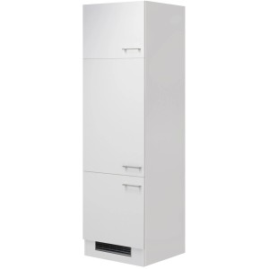 Flex-Well Geräteumbauschrank Lucca, 60 cm, Weiß, mit drei Drehtüren und Bügelgriffen in Aluminium-Optik.