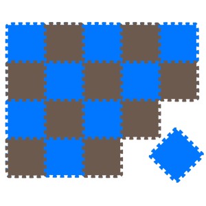 LittleTom Puzzlematte, 18-teilig, braun & blau. Weiche Spielmatte für Babys und Kinder.