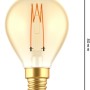 E14 LED-Lampe Globe G45, 2,5W, mit Filament und warmweißem Licht. Dimmbar, Ø 4,5 cm.