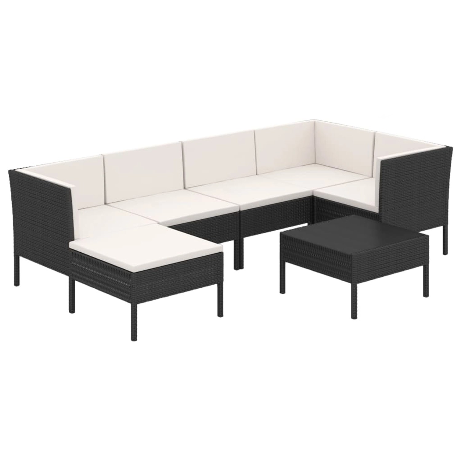 vidaXL 7-tlg Garten-Lounge-Set mit Auflagen Poly Rattan Schwarz Modell 14