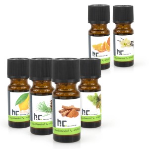 Höfer Chemie Duftöl-Set Nr. 10, 6 Duftöle: Zitrone, Kiefer, Zimt, Konifere, Orange, Vanille.