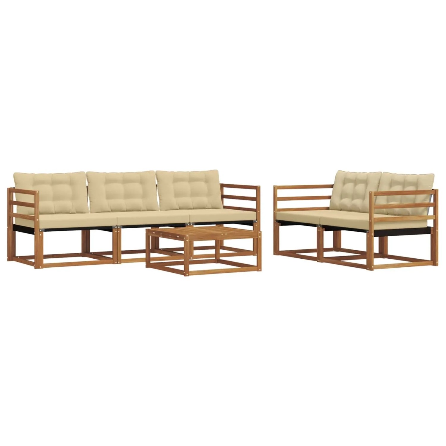 vidaXL Outdoor-Sofagarnitur mit Kissen 6-Tlg Natur und Beige 3369184