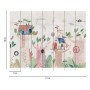 Fototapete mit Aquarell-Waldmotiv für Kinderzimmer in Beige, Braun, Grün und Blau.