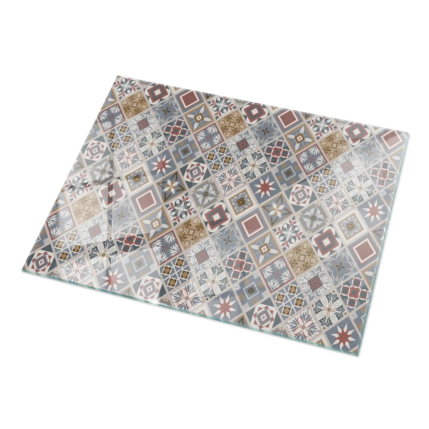 Tulup Tischplatte Mosaikmuster mit Ornamenten Tischplatte 120x80 cm Grau Tischplatte Tischplatte Rund Glastischplatte