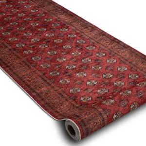 Roter RugsX Lotus Läufer mit orientalischem Muster, Antirutsch-Rückseite, 60x300cm. Ideal für Flur und Küche.