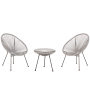 Hellgraues Bistro Set ACAPULCO II mit zwei Stühlen und Tisch für Garten und Balkon.