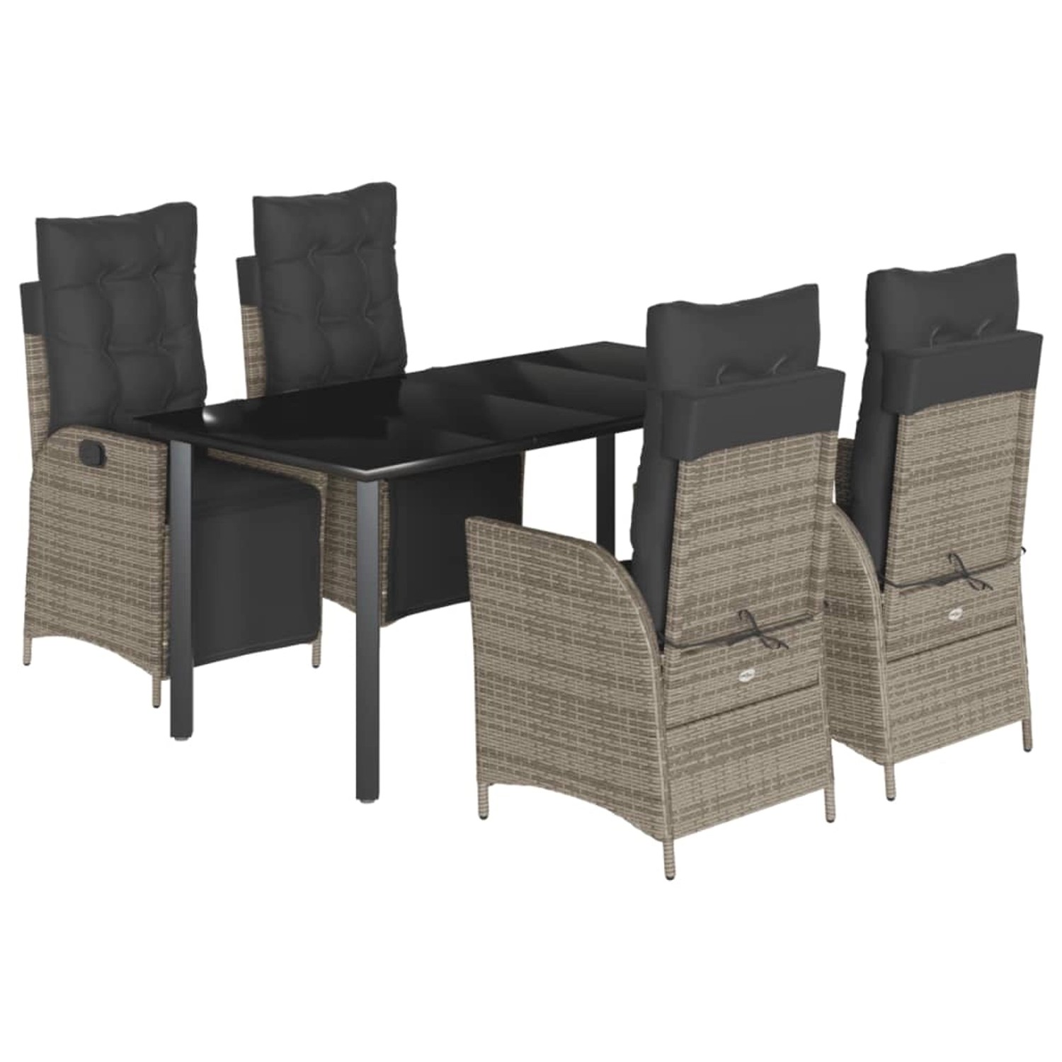 vidaXL 5-Tlg Garten-Essgruppe mit Kissen Grau Poly Rattan 3213430 günstig online kaufen
