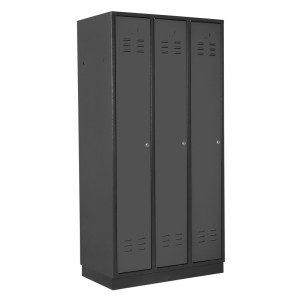 PROREGAL Garderobenschrank Ermine, 3-türig, anthrazitgrau, Stahlblech