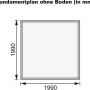 Fundamentplan des Karibu Holz-Gartenhauses Kumla 1, 200x200 cm, ohne Boden.