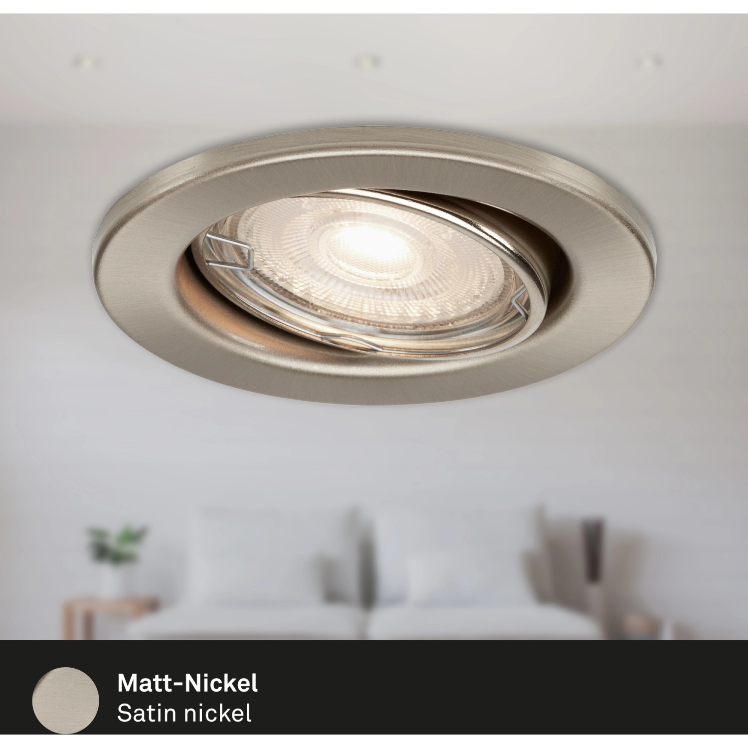 Briloner LED-Einbaustrahler in Nickel matt, runder Spot für Innenräume.