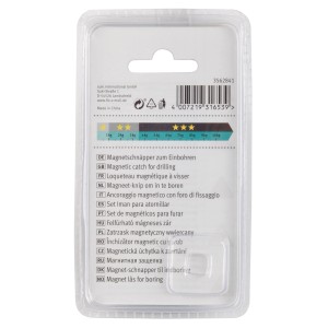 Fix-o-moll Magnetschnäpper Neodym, silberfarben, zum Einbohren in Möbel/Schränke.