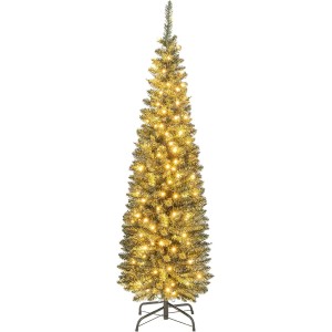 Costway Künstlicher Weihnachtsbaum mit LED Bleistift Tannenbaum 150 cm