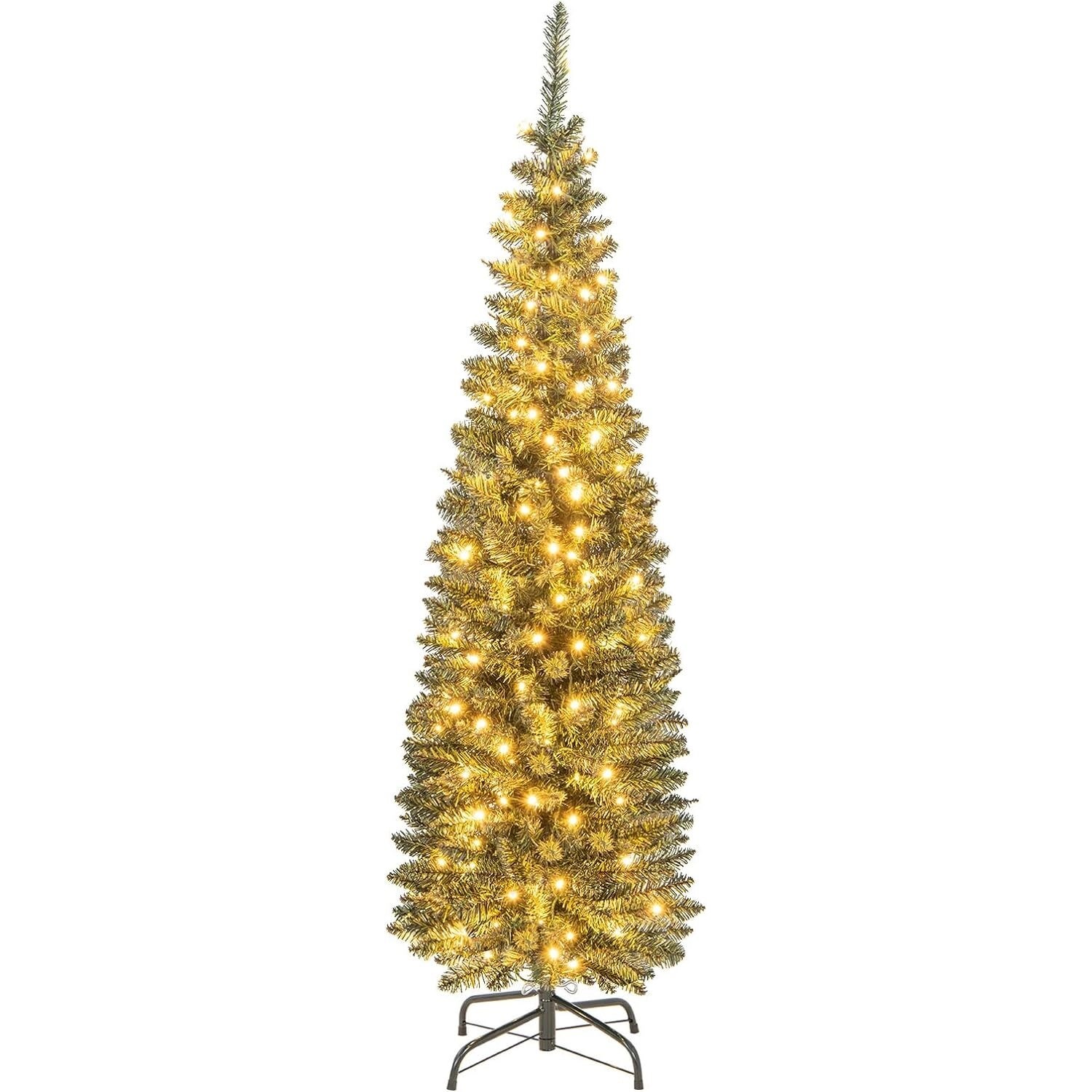 Costway Künstlicher Weihnachtsbaum mit LED Bleistift Tannenbaum 150 cm
