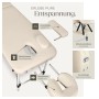 Beige Massageliege mit Zubehör: Armlehnen, Kopfstütze, Tragetasche. Höhenverstellbar, klappbar.
