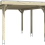 Skan Holz Carport Spessart, 355x604 cm, schiefergrau, mit flachem Dach und sechs Pfosten.
