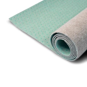 Beiger Karat Rasenteppich Farbwunder PRO Kunstrasen (133x450cm) gerollt, Rückseite mit Noppen.
