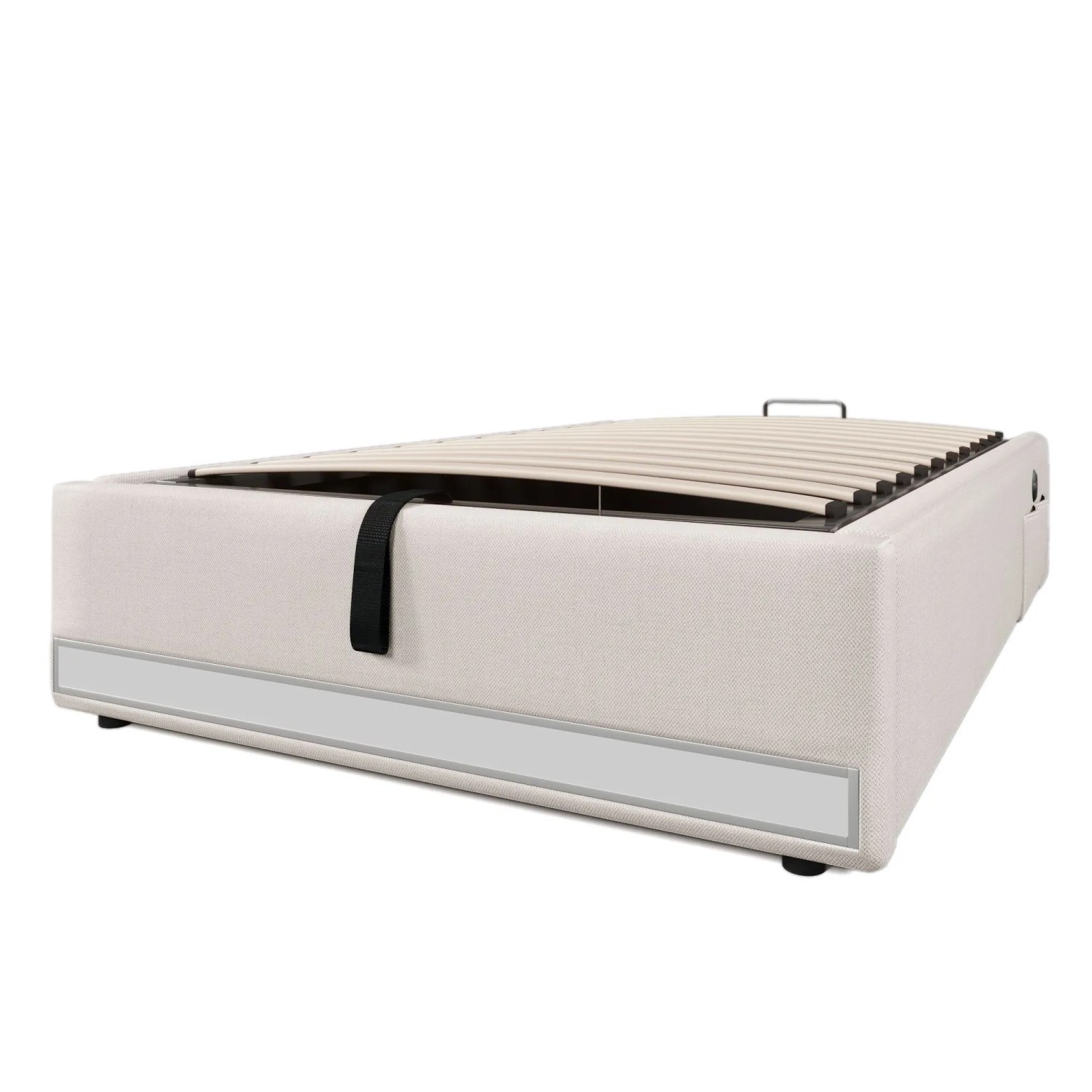 okwish Polsterbett 90x200cm mit LED USB Stauraum Kinderzimmer Beige ohne Matratze