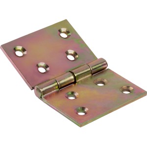 Gelb verzinktes Scharnier, geschlagen, 75x50mm, für bewegliche Verbindungen.