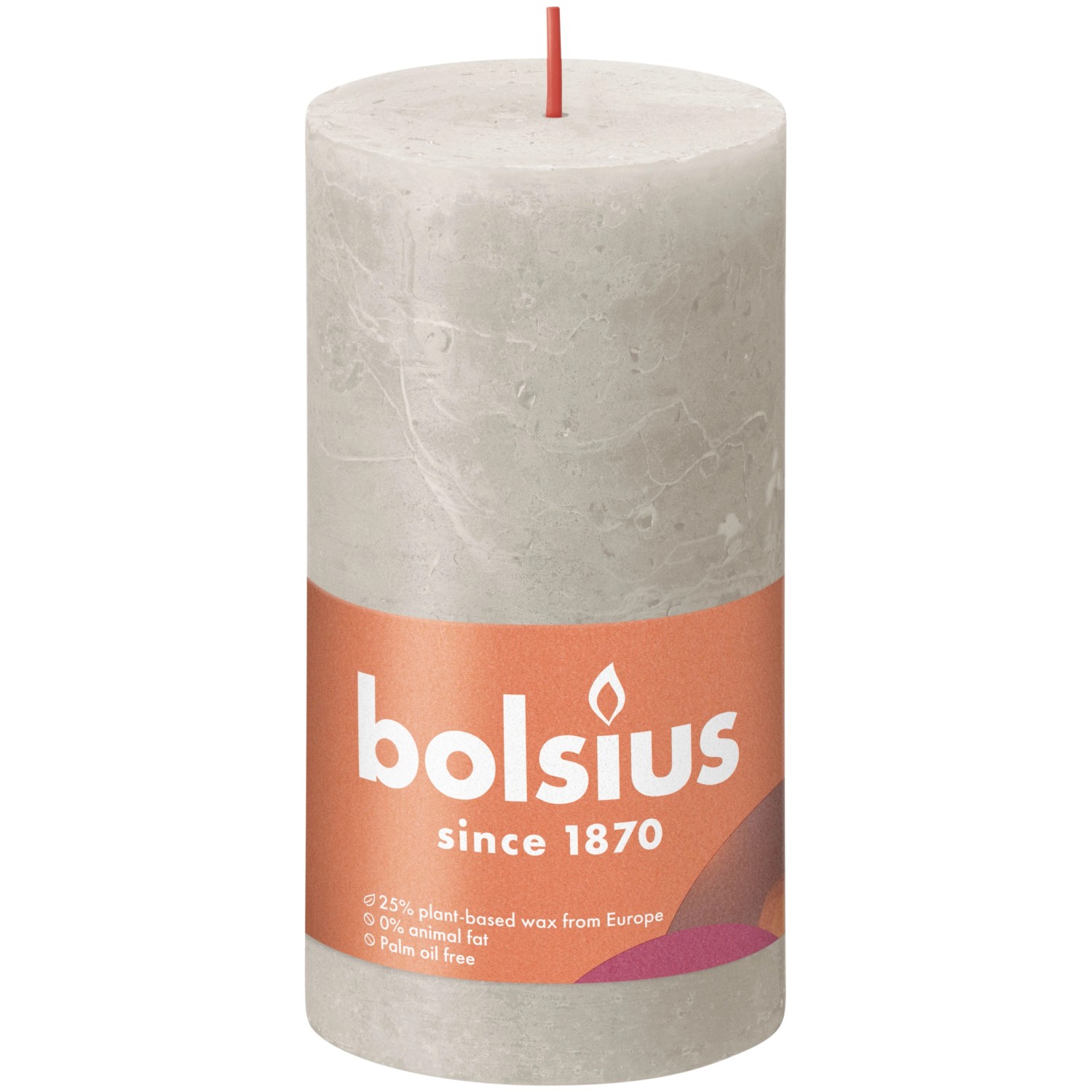 Bolsius Rustik-Kerze Shine 130/68 mm Sandgrau