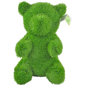 Grüne AniPlants Gartenfigur Bär, 50 cm, Frontalansicht. Dekorative Gartendeko in Bärenform.