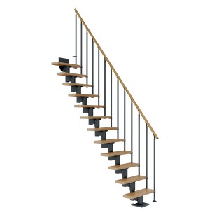 Dolle Mittelholmtreppe Dublin, Eiche/Anthrazit, gerade, mit Geländer.