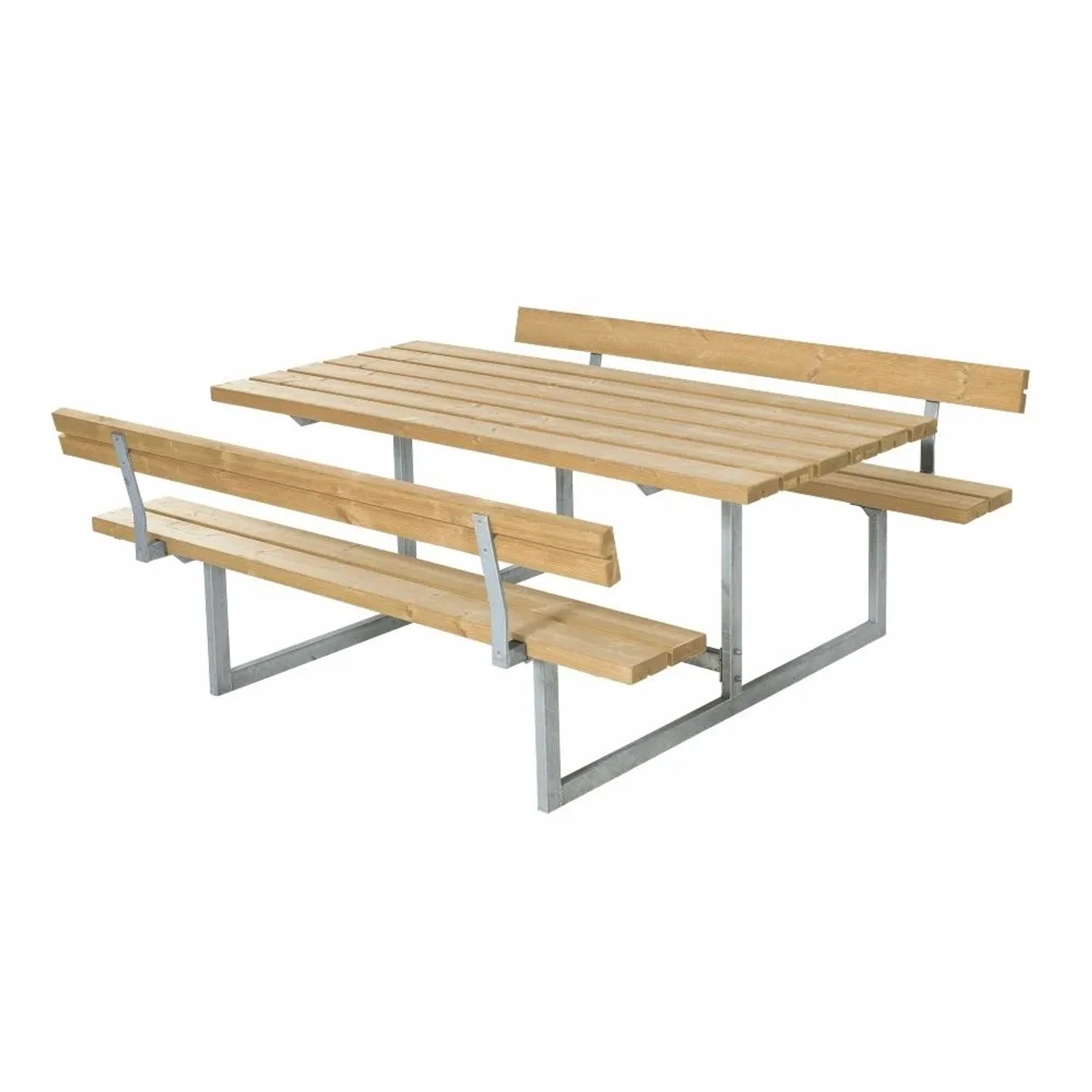 PLUS Gartenmöbel-Set Basic 177 cm mit 2 Rückenlehnen Tisch-Bank-Kombination ThermoWood