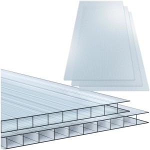 Tectake Doppelstegplatten 10er Set, transparent, für Bedachung, 7,32 m² Gesamtfläche.