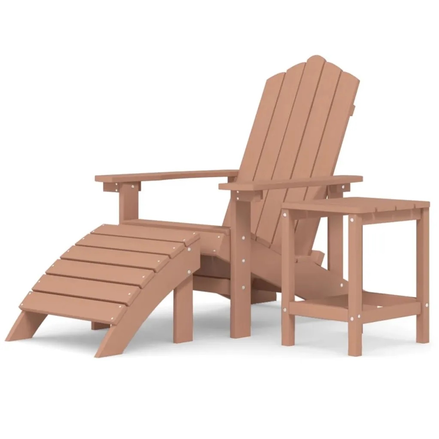 Furnicato Adirondack-gartenstuhl Mit Hocker & Tisch Hdpe Braun