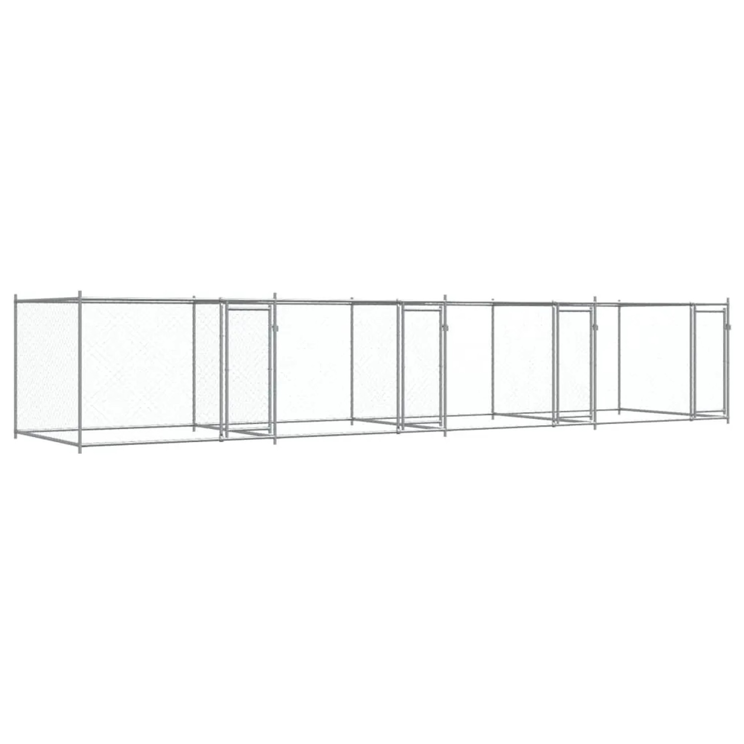 vidaXL Hundezwinger mit Türen Grau 8x2x1,5 m Verzinkter Stahl 3209575