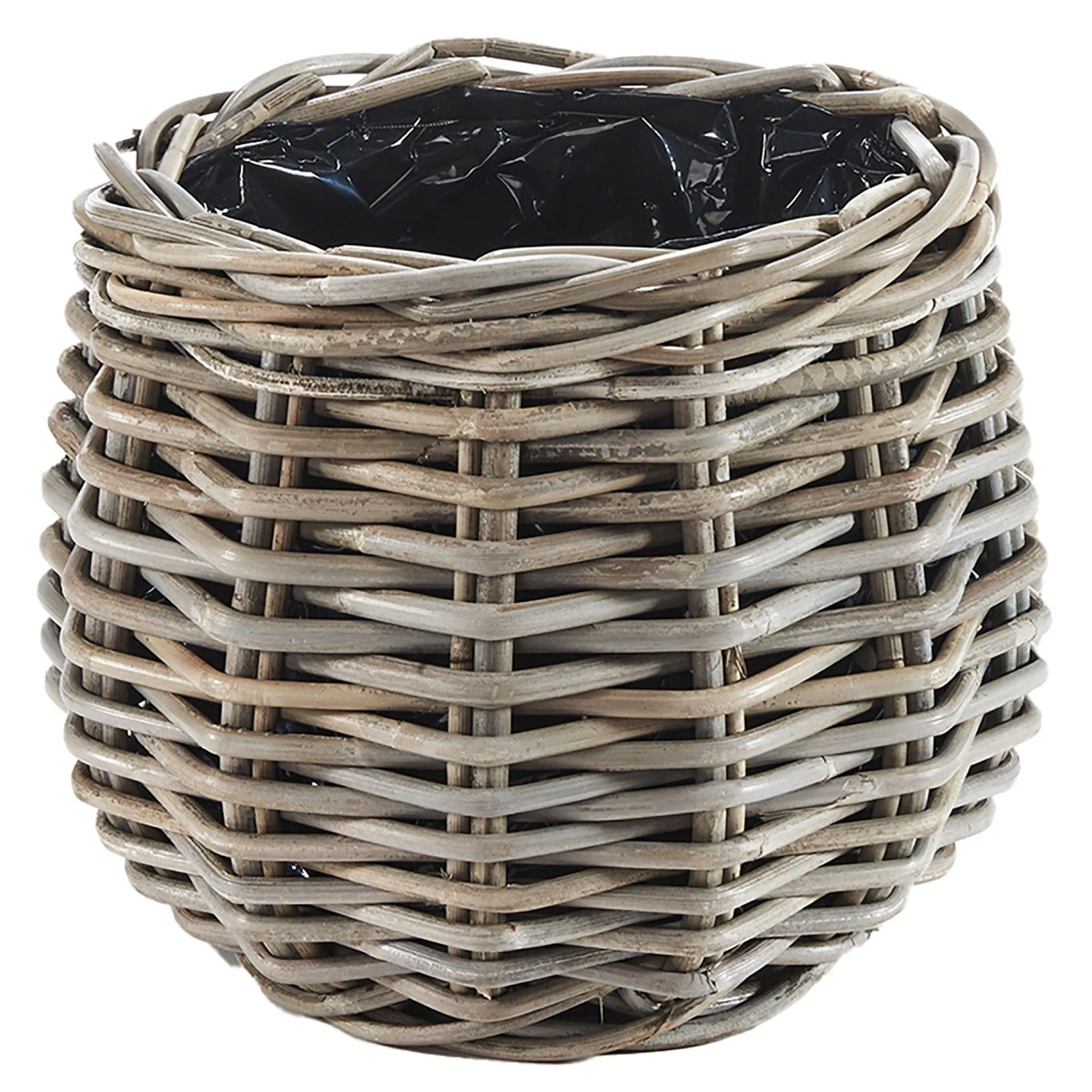 Kobolo Pflanzkorb Übertopf BOTAN Rattan mit Folie Kubu Grey Grau