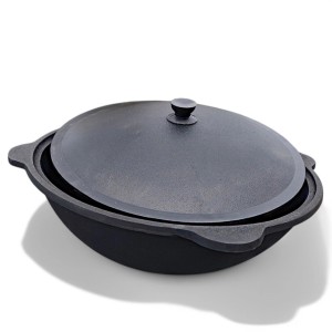 Gusseisen Kazan 12L mit Deckel für Utschak Grill, ideal zum Kochen im Freien.