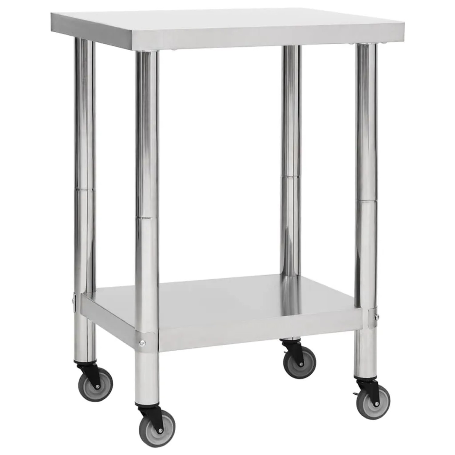DELUKE Edelstahl Arbeitstisch Mit Rollen BEWO 60x45x85cm Gastro-Tischwagen Arbeitsfläche Gastro-Küchentisch Servierwagen...