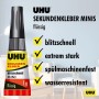 Uhu Sekundenkleber Mini, 3 Tuben à 1g, flüssig, blitzschnell, mit Aufbewahrungsbox.