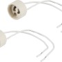 Zwei weiße Lampenfassungen GZ10/GU10 für Hochvolt-Halogenlampen mit Kabel.
