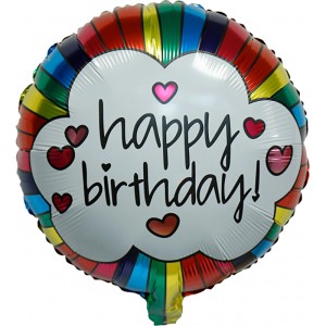 Bunter Happy Birthday Folienballon in Wolkenform, Ø 42 cm, Partydeko.