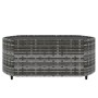 Grauer vidaXL Couchtisch aus Polyrattan mit Glasplatte, Teil des Garten-Lounge-Sets.