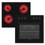 Telefunken Einbauherd-Set mit Glaskeramik-Kochfeld und 65L Backofen in Schwarz.