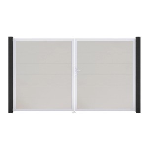 GroJa Steckzaun Tor BasicLine, 2-flügelig, weiß, mit Aluminiumrahmen und Beschlagset.