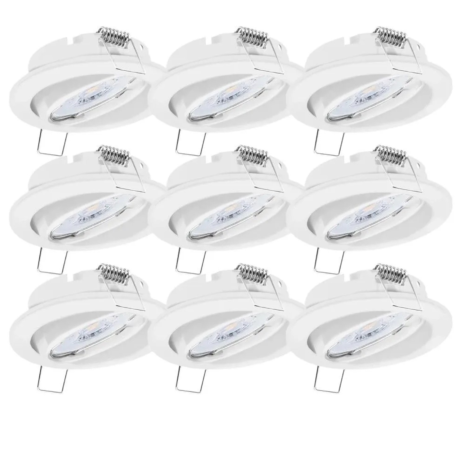 Oktaplex Dijon 9er Set Weiß LED-Einbaustrahler Dimmbar Schwenkbar Neutralweiß 4000K 4,9W 230V 68 mm Lochmaß Flach