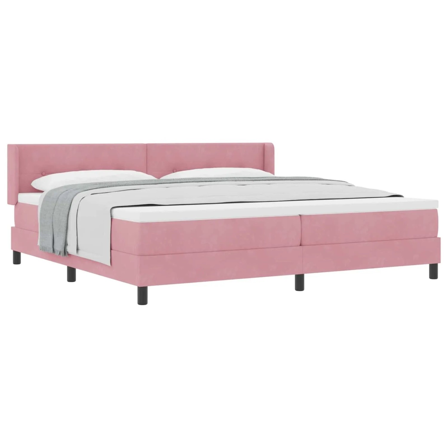 vidaXL Boxspringbett mit Matratze Rosa 200 x 200 cm Polyester 3341491