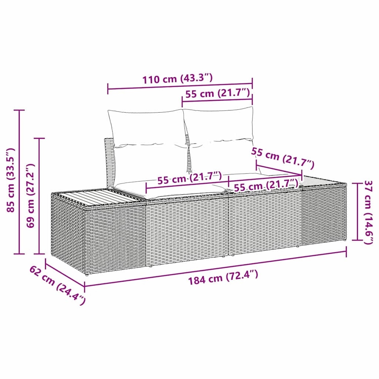 vidaXL Garten-Sofa-Set mit Kissen 6-Tlg Beige Poly Rattan 3348091 günstig online kaufen