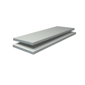 Schulte Steck-Anbauregal, 2 weiße Regalböden aus Metall, 250x100x50 cm.