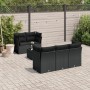Schwarze 6-tlg. vidaXL Garten-Sofagarnitur aus Poly Rattan mit Kissen für Terrasse und Garten.